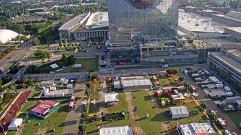 Weather camera view of Mercedes-Benz Stadium 350 ft above street.