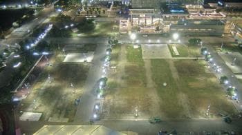 Weather camera view of Mercedes-Benz Stadium 350 ft above street.