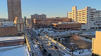 Weather camera view of City of Aurora IL.