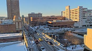 Weather camera view of City of Aurora IL.