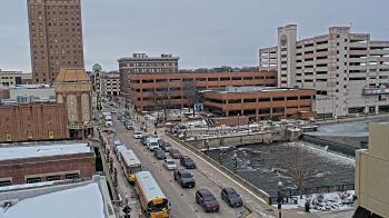 Weather camera view of City of Aurora IL.