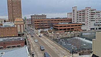 Weather camera view of City of Aurora IL.