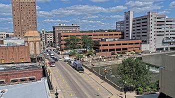 Weather camera view of City of Aurora IL.