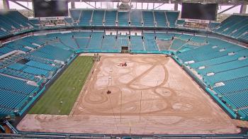 Weather camera view of Hard Rock Stadium (east lot).
