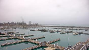 Weather camera view of Waukegan Harbor and Marina.