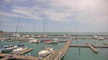 Weather camera view of Waukegan Harbor and Marina.