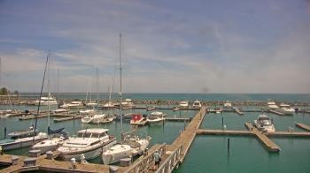 Weather camera view of Waukegan Harbor and Marina.