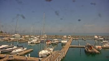 Weather camera view of Waukegan Harbor and Marina.