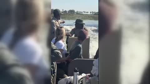 Hippo Charges After Tour Boat in Botswana
