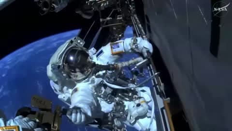 Astronauts Install HighSpeed Antenna Outside ISS