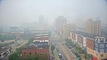 Weather camera view of Akron Beacon Journal.