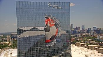 Weather camera view of Mercedes-Benz Stadium 350 ft above street.