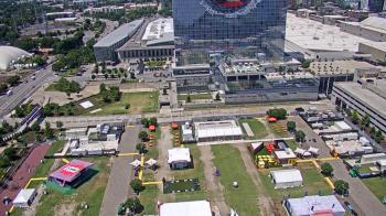 Weather camera view of Mercedes-Benz Stadium 350 ft above street.