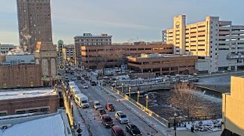 Weather camera view of City of Aurora IL.