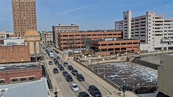 Weather camera view of City of Aurora IL.