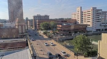 Weather camera view of City of Aurora IL.