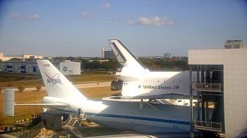 Weather camera view of Space Center Houston.