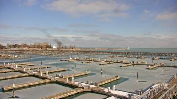 Weather camera view of Waukegan Harbor and Marina.