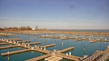 Weather camera view of Waukegan Harbor and Marina.