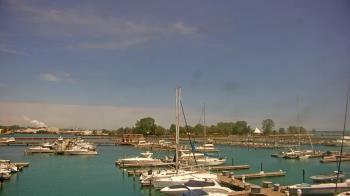 Weather camera view of Waukegan Harbor and Marina.