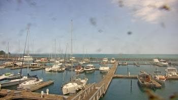 Weather camera view of Waukegan Harbor and Marina.