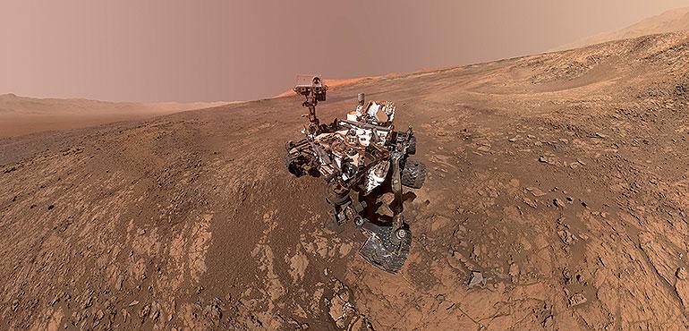 This composite image made from a series of Jan. 23, 2018 photos shows a self-portrait of NASA's Curiosity Mars rover on Vera Rubin Ridge. (NASA/JPL-Caltech/MSSS via AP)