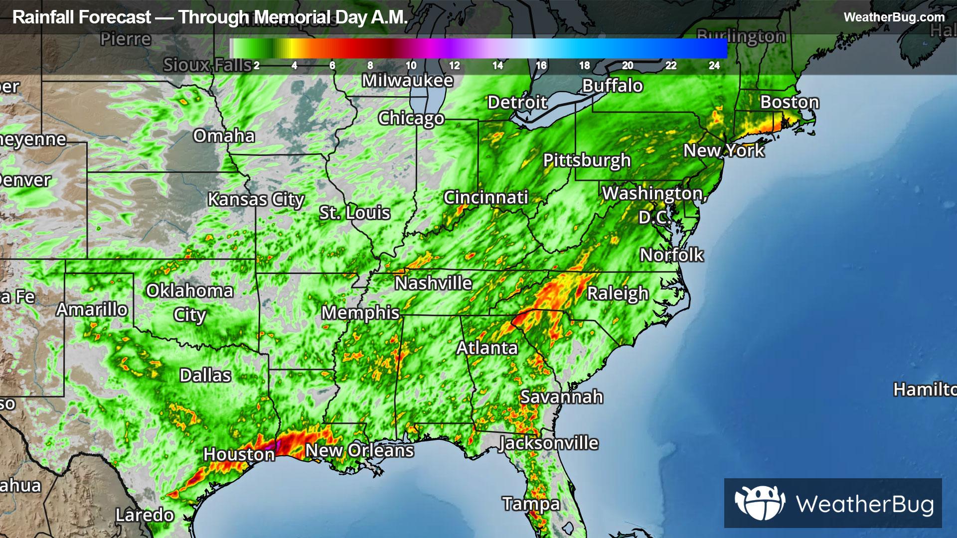 Forecasted Weekend Rain Accumulation