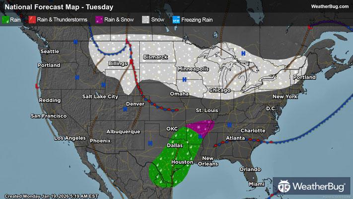 Tuesday's Weather Outlook