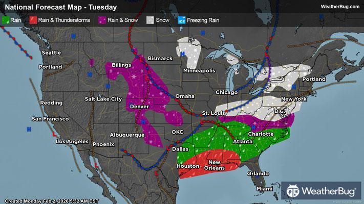 Tuesday's Weather Outlook
