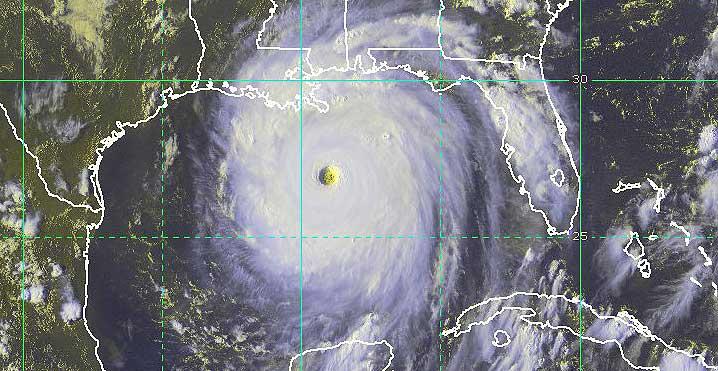 Satellite image of Hurricane Katrina on August 28, 2005 (NOAA via Wikimedia)