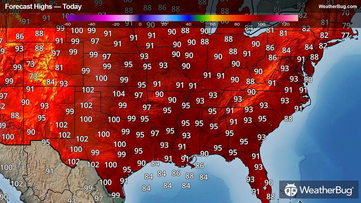 Today's Forecast High Temperatures