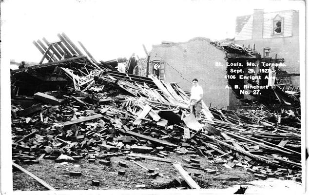Widespread damage from the 1927 St. Louis tornado.