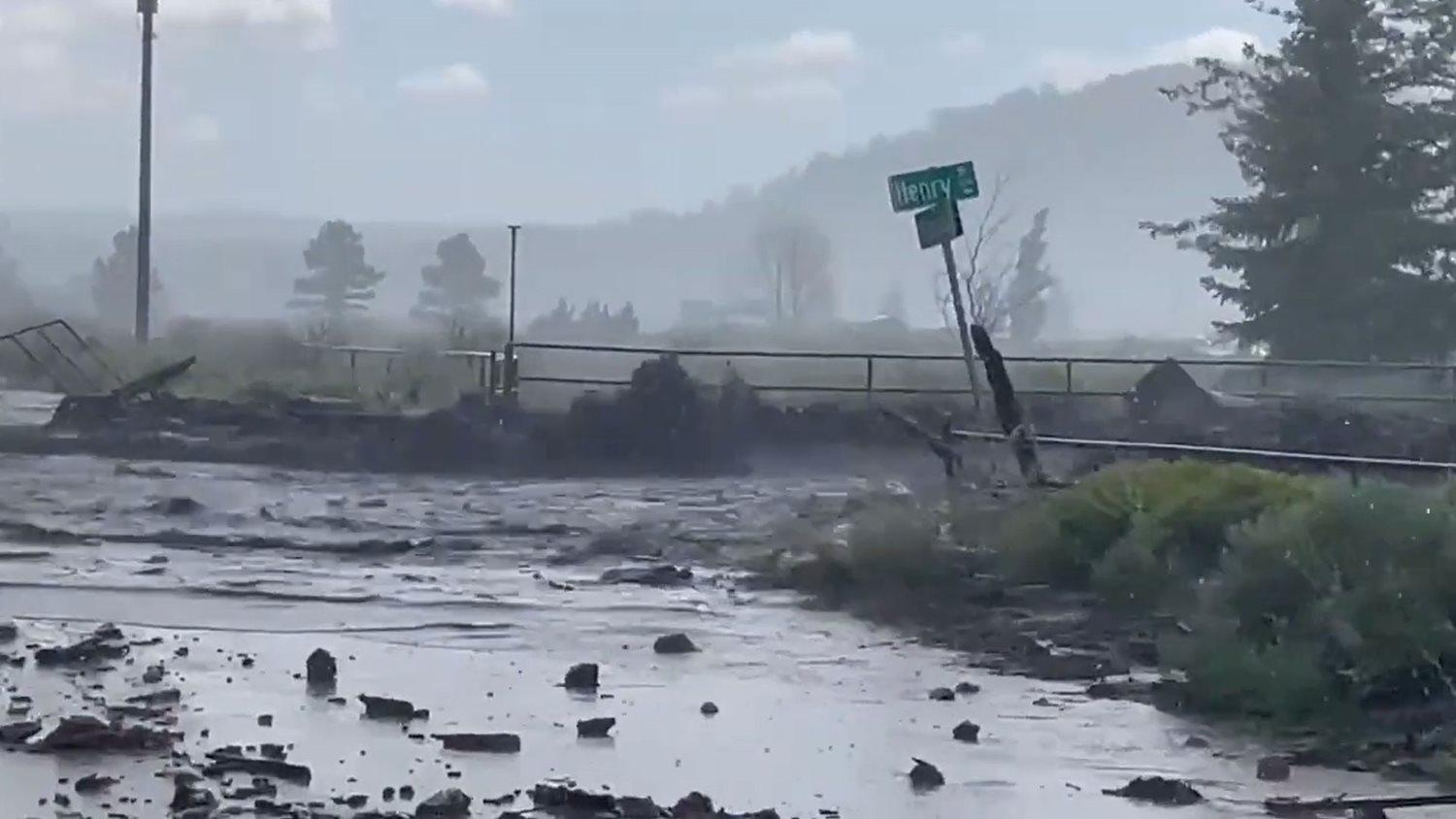 A flooded road in Flagstaff, Ariz., via Storyful.