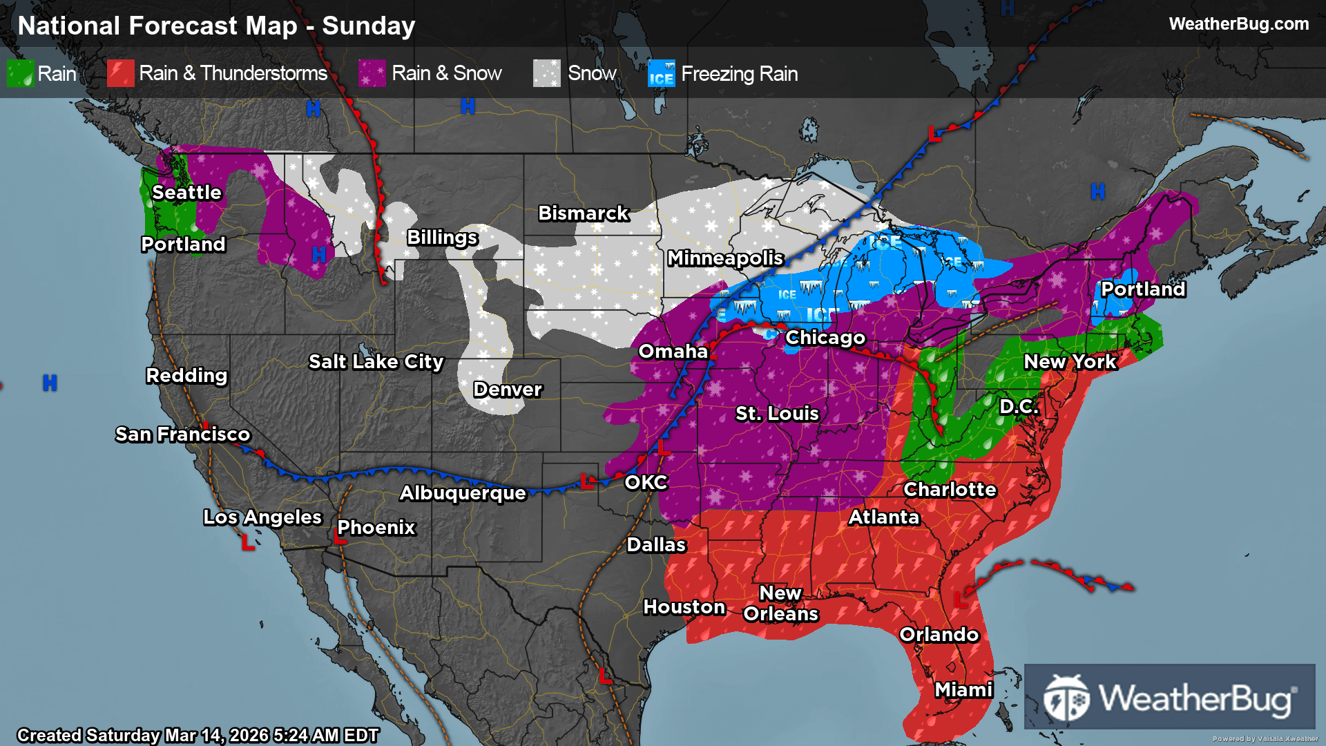 Sunday's Weather Outlook