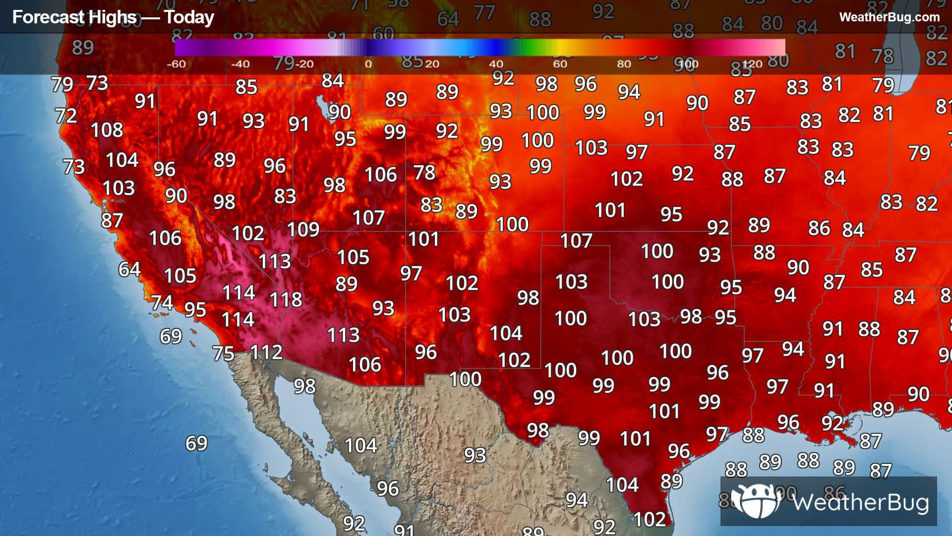 Today's High Temperatures