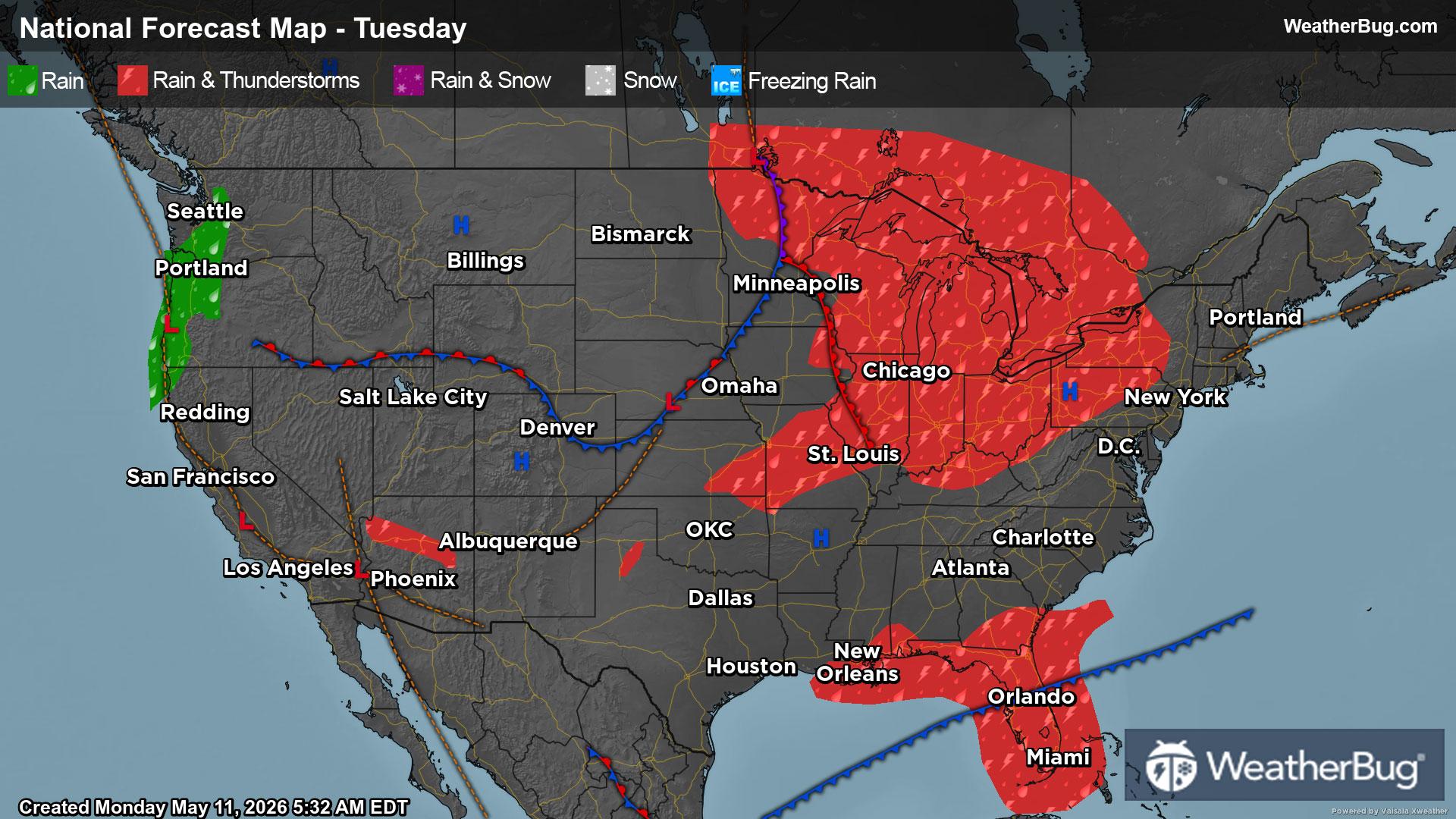 Tuesday's Weather Outlook