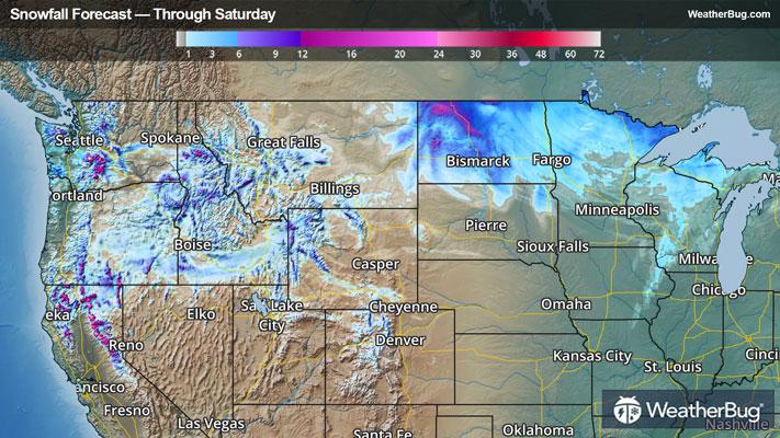 Snowfall forecast through early Saturday
