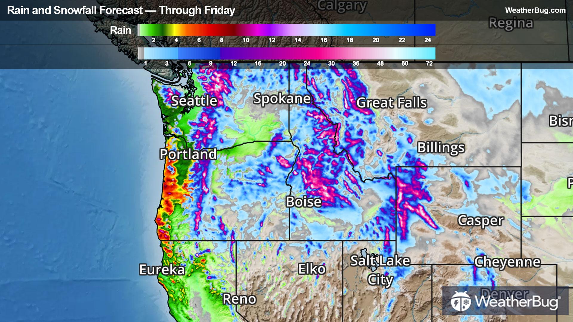 Rainfall and Snowfall Totals Through Friday
