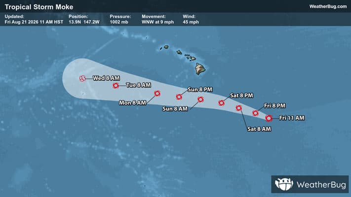 Forecast Track of Tropical Storm Moke