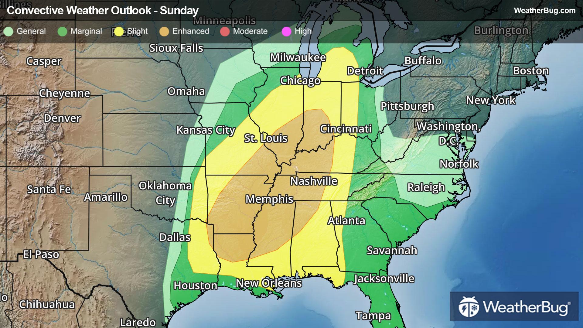 Sunday's Severe Weather Outlook