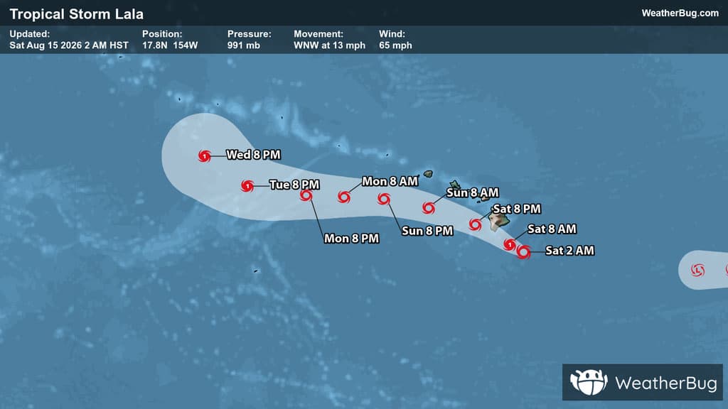 Tropical Storm Lala's Track Toward Hawaii