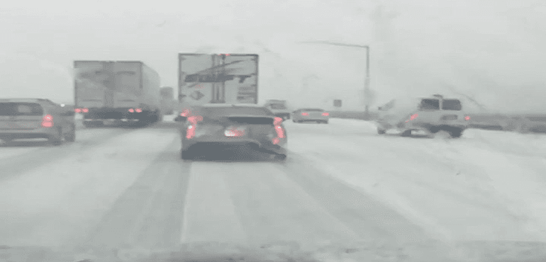 Highways looked like they were snow-packed on Monday when a hailstorm hit Sacramento, California.