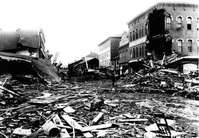 Destruction in Johnstown after the flood on June 1, 1889. Courtesy of Johnstown Flood National Memorial.