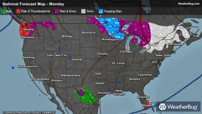 Monday's Weather Outlook