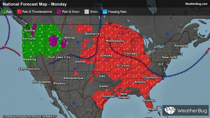 Monday's Weather Outlook