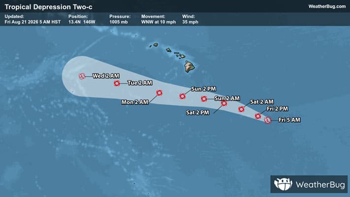 Forecast Track of Tropical Depression Two