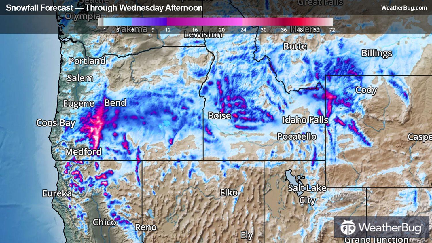 Snowfall Forecast Through Wednesday