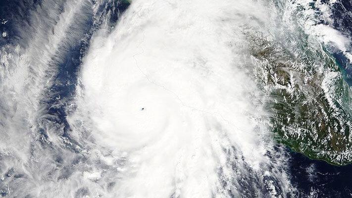 Hurricane Patricia shortly after reaching peak intensity near western Mexico. (NASA/MODIS-Terra Satellite)