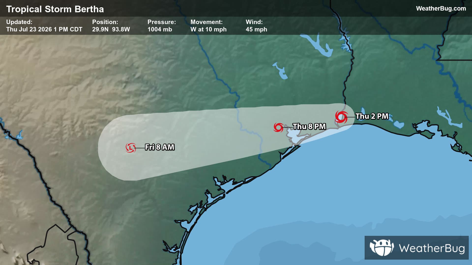 Tropical Storm Bertha's Forecast Track