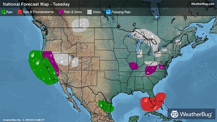 Tuesday's weather outlook across the U.S.
